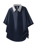 Men's Plus Size Casual Waffle Knit Half-Zip Polo