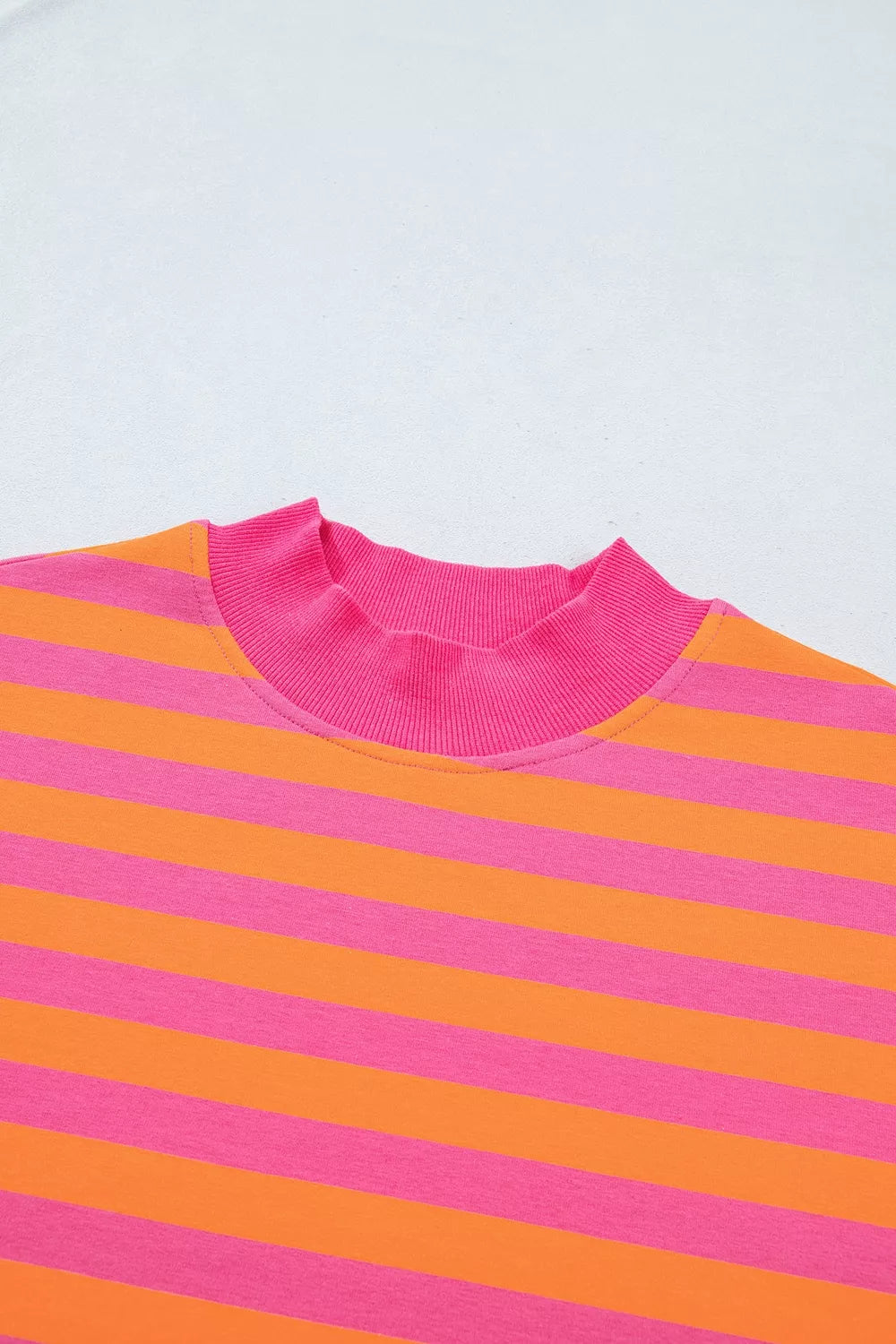 Stripe Color Block Patchwork Mock Neck Pullover Drawstring Mini Skort Set