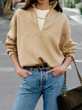 Half-Zip Dropped Shoulder Sweater