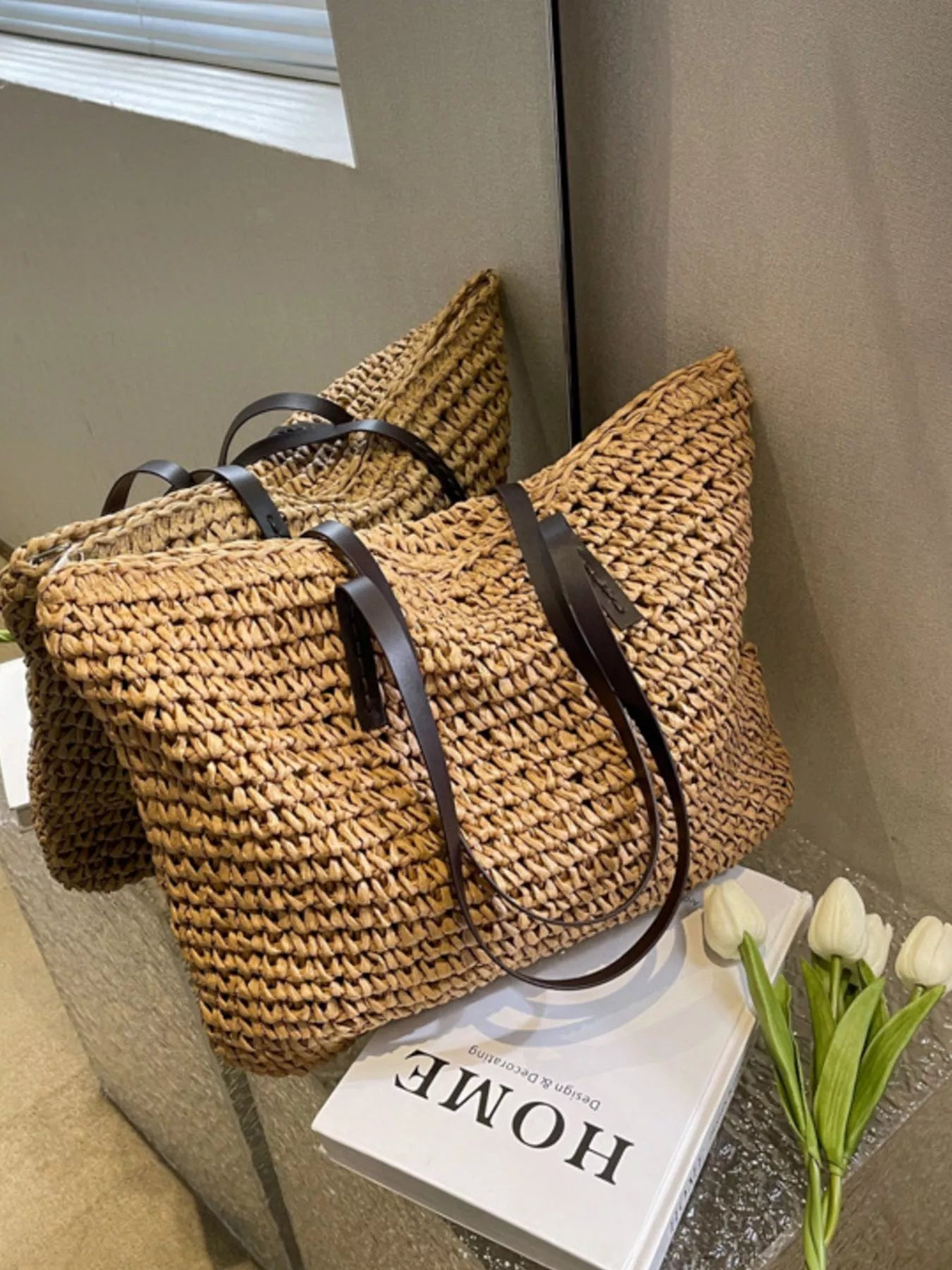 Woven Straw Shoulder Bag