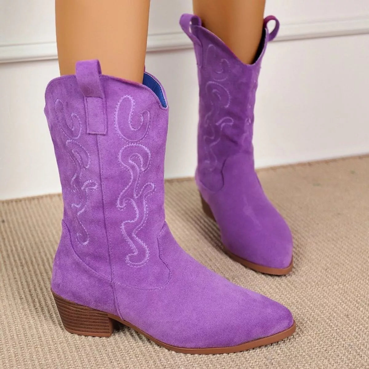 Point Toe Block Heels Boots