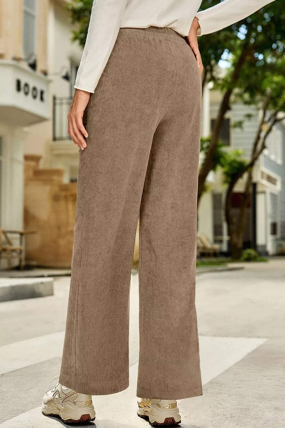 Corduroy Wide-Leg Drawstring Pants