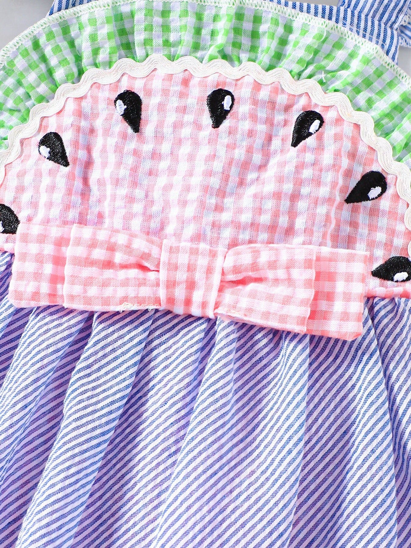 Children's Striped Watermelon Ruffle Sleeve Dress