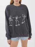 Skeleton Graphic Round Neck Sweatshirt