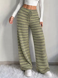 Striped Knit Wide-Leg Pants