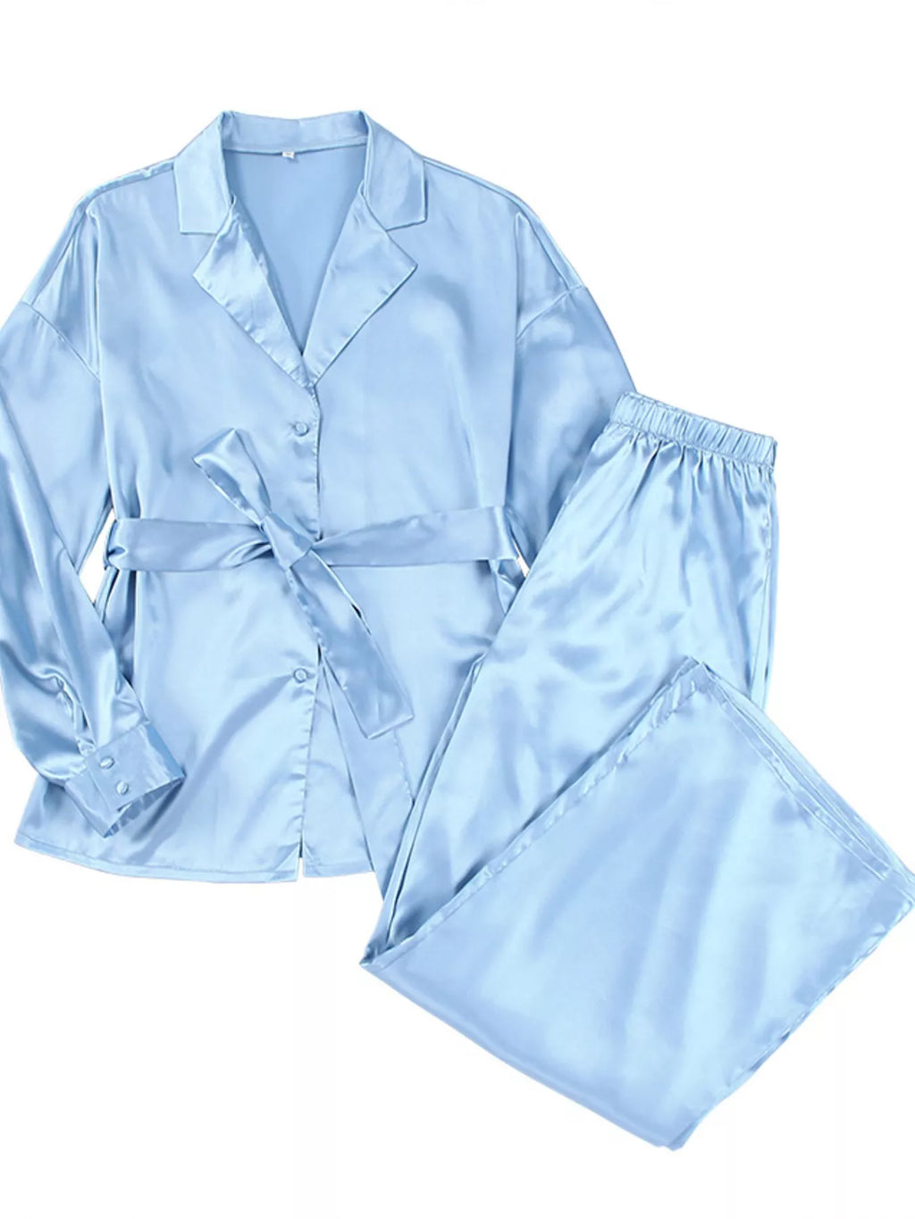 Satin Long Sleeve Shirt and Pants Set