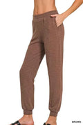 Cotton Slub Jogger Pants with Ankle Cuffs