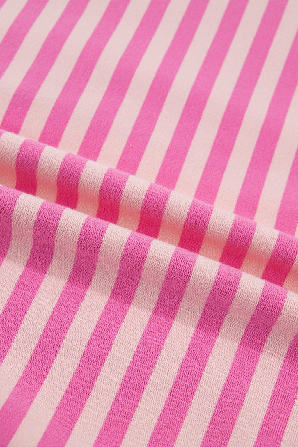Pink Stripe Zip-up Puff Sleeve Zip Jacket Sweatshirt