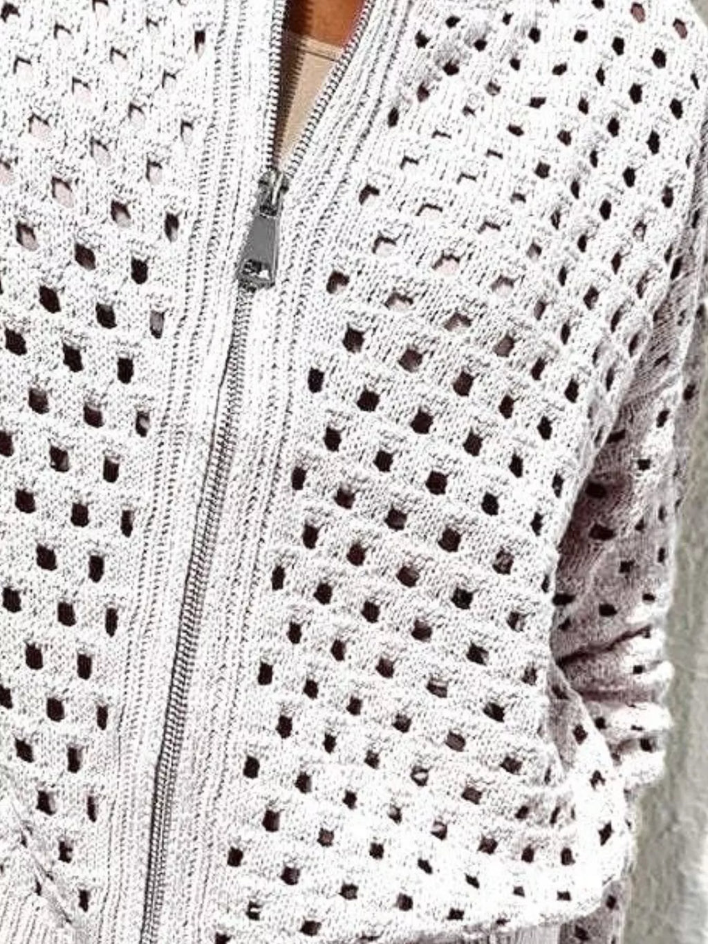 Full Size Crochet Knit Zip-Up Cardigan Plus Size