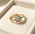 Sunflower-Gilded Five-Pointed Star Zircon Womens Ring
