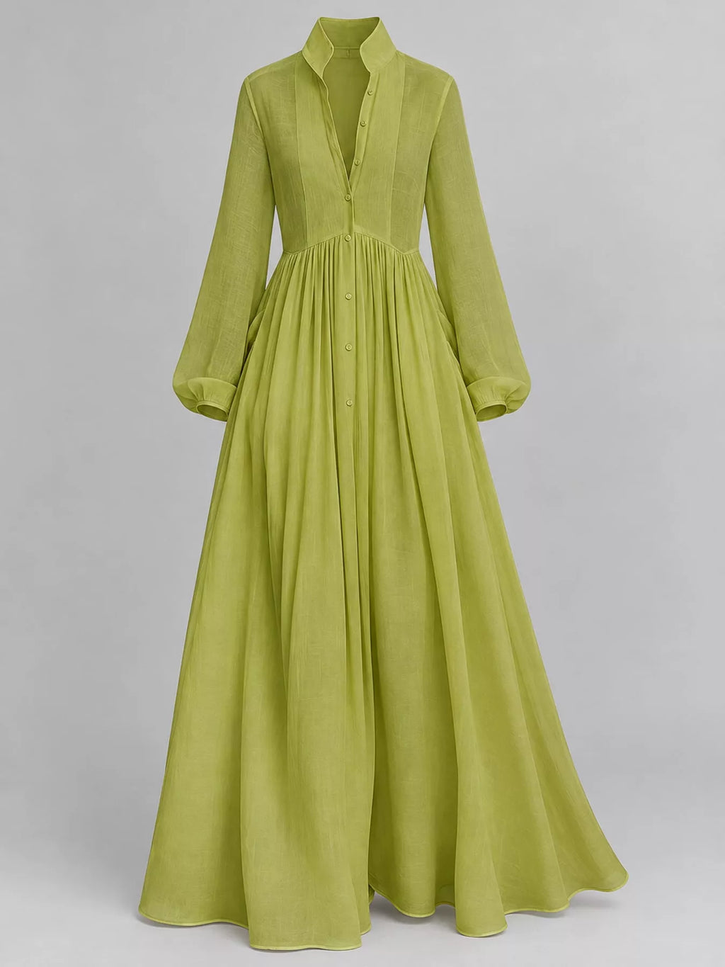Full Size Long-Sleeve Button Front Maxi Dress Plus Size