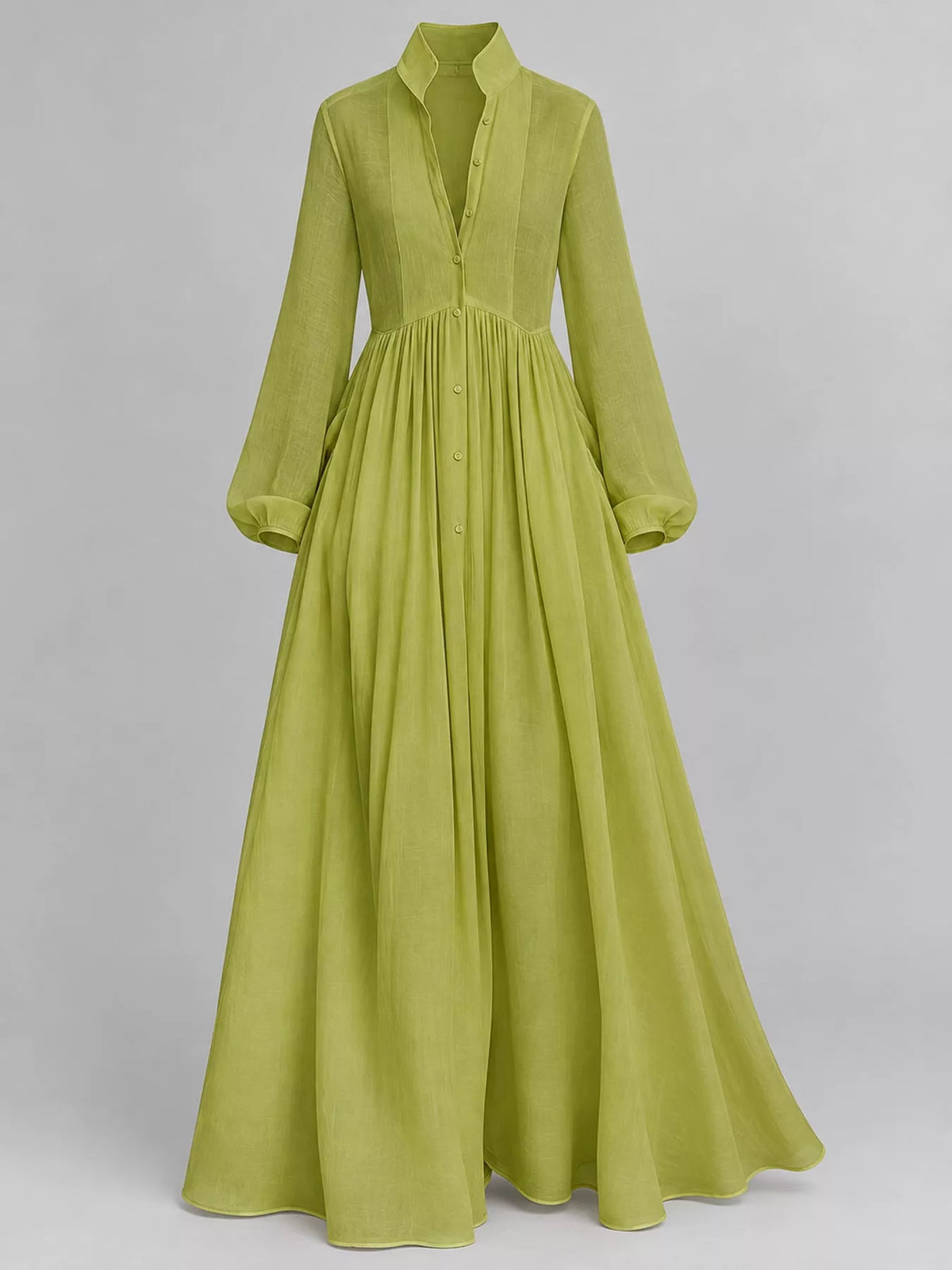 Full Size Long-Sleeve Button Front Maxi Dress Plus Size