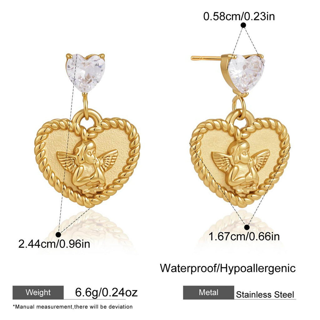 Angel Heart Zircon Drop Earrings