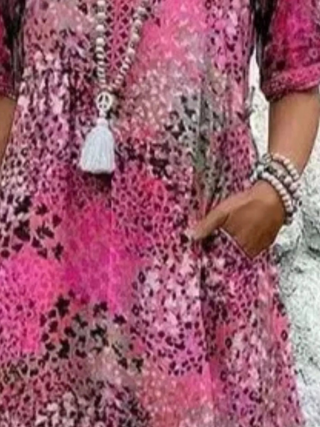 Full Size Printed V-Neck Half Sleeve Dress Plus Size