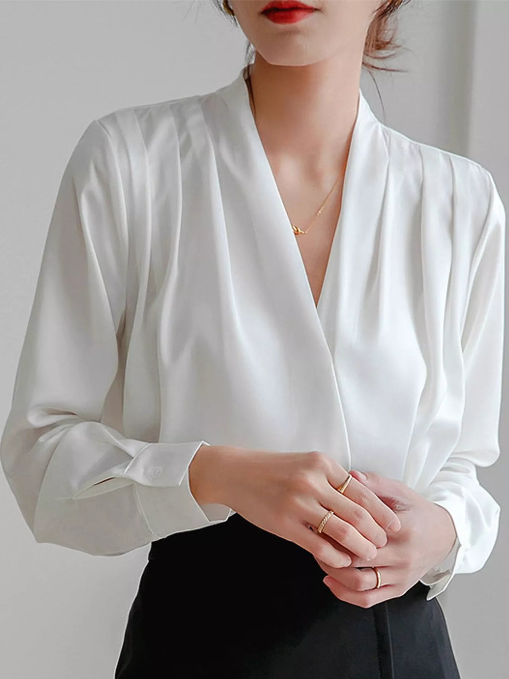 Long Sleeve Satin Blouse