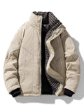 Men's Plus Size Plaid Lined Zip Up Jacket
