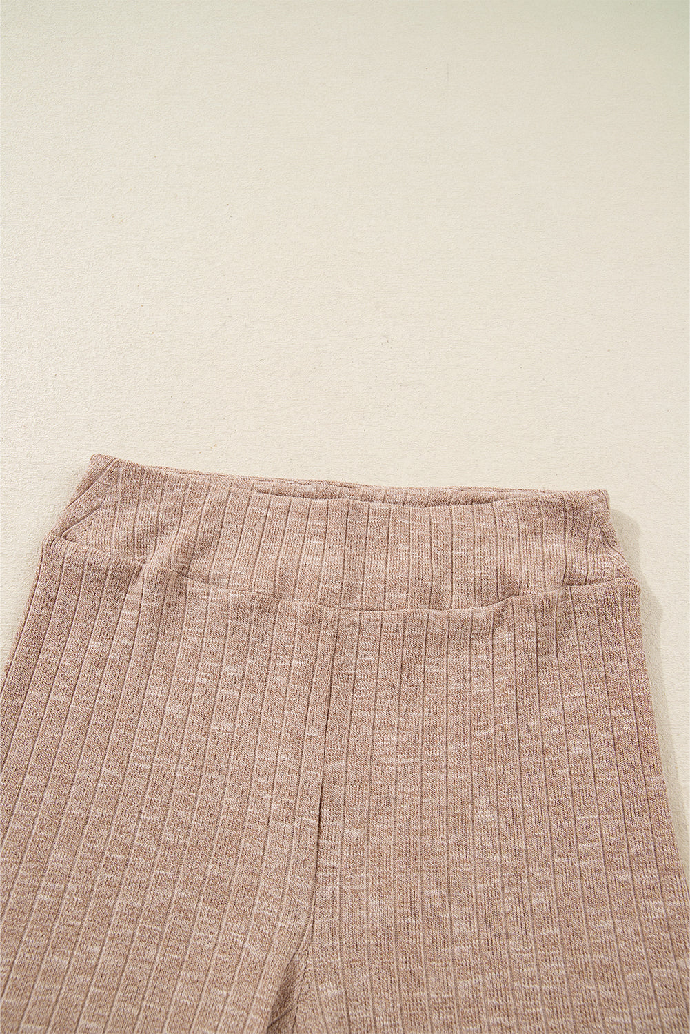 Ribbed Knit Pullover Top and Biker Short Set