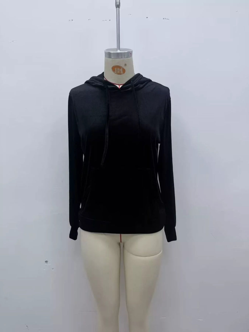 Full Size Velvet Kangaroo Pocket Hoodie Plus Size