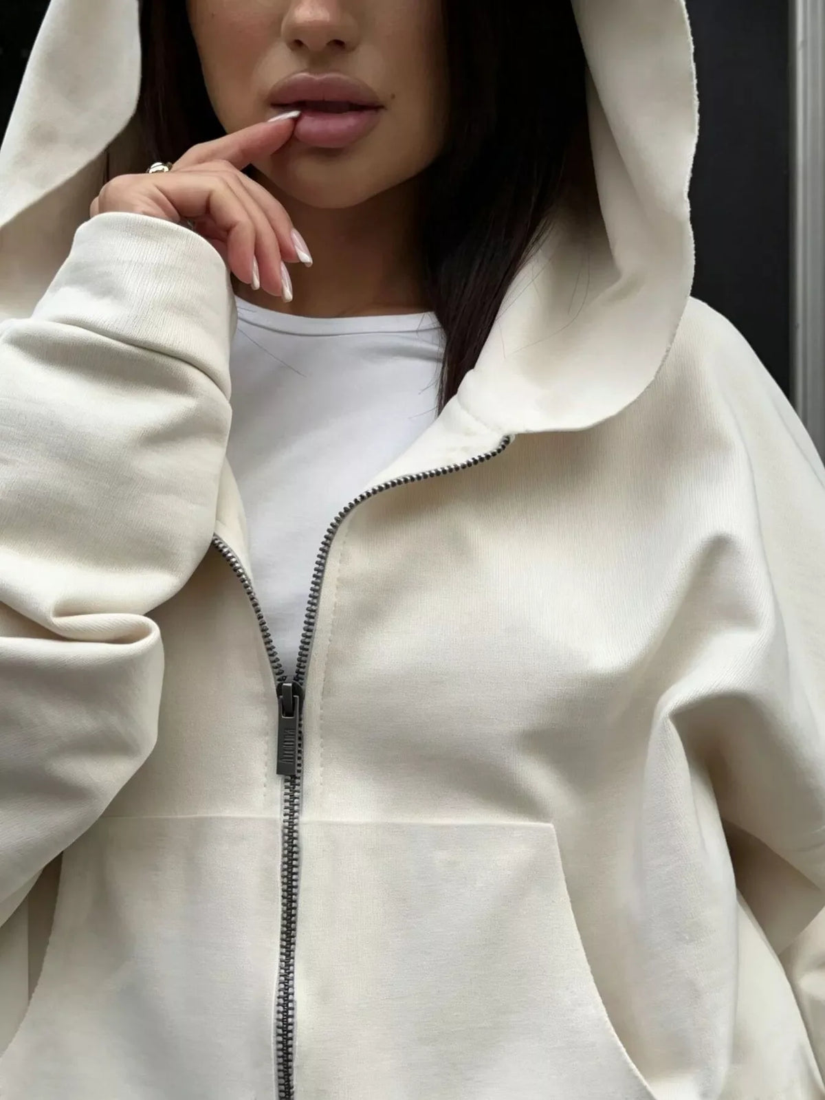 Casual Zip-Up Hoodie and Wide-Leg Sweatpants Set