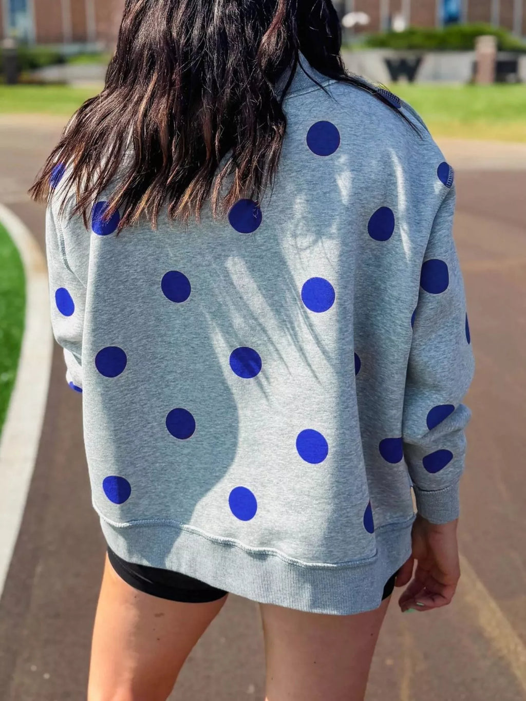 Oversized Polka Dot Crewneck Sweatshirt