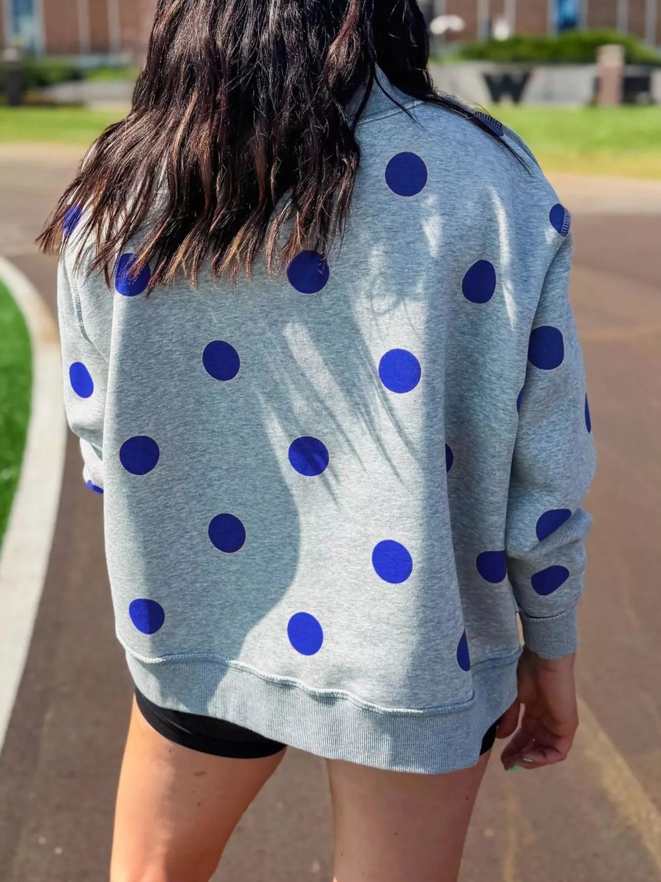 Oversized Polka Dot Crewneck Sweatshirt