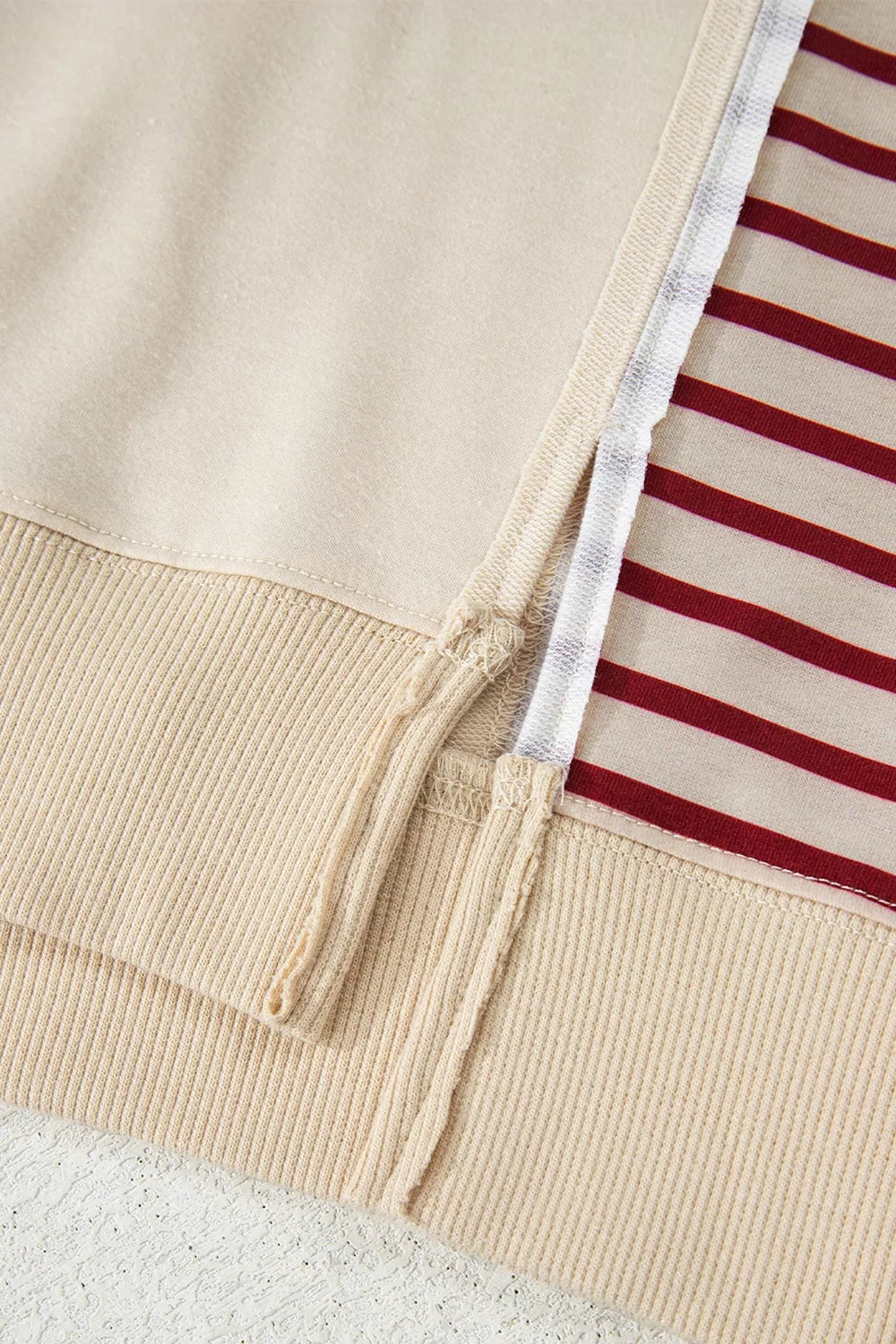 Slit Striped Long Sleeve Sweatshirt