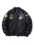 Men's Plus Size Embroidered Zip Up Bomber Jacket