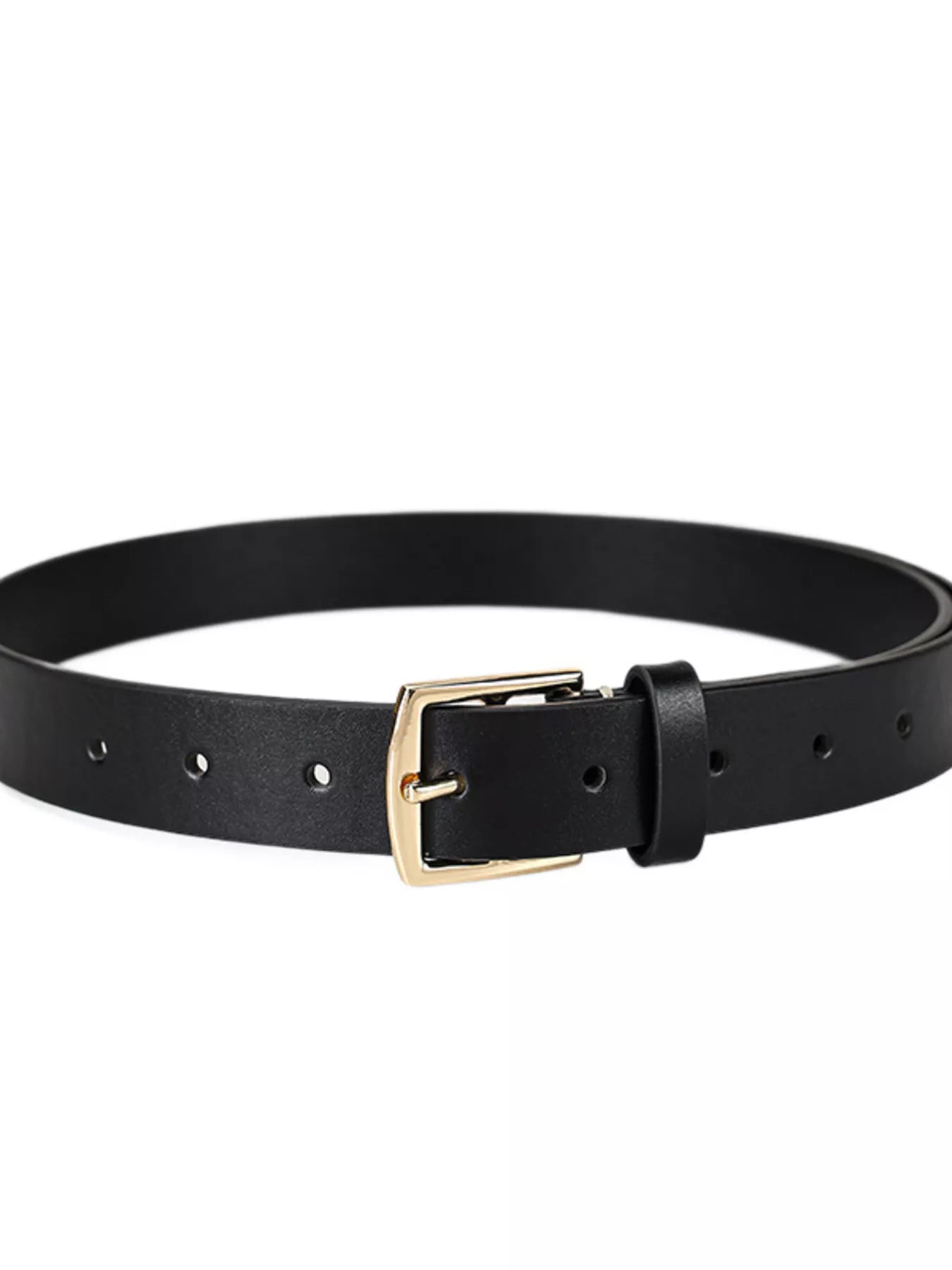 Leather Belt with Golden Buckle