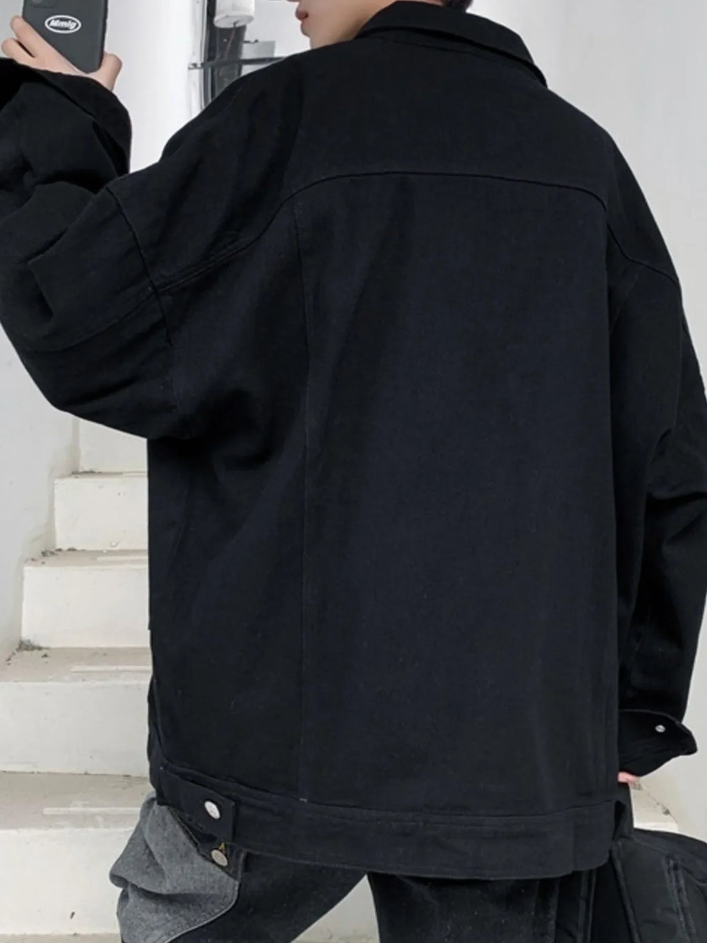 Men's Button Up Drop Shoulder Denim Jacket