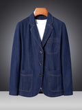 Men's Plus Size Classic Button Up Denim Blazer