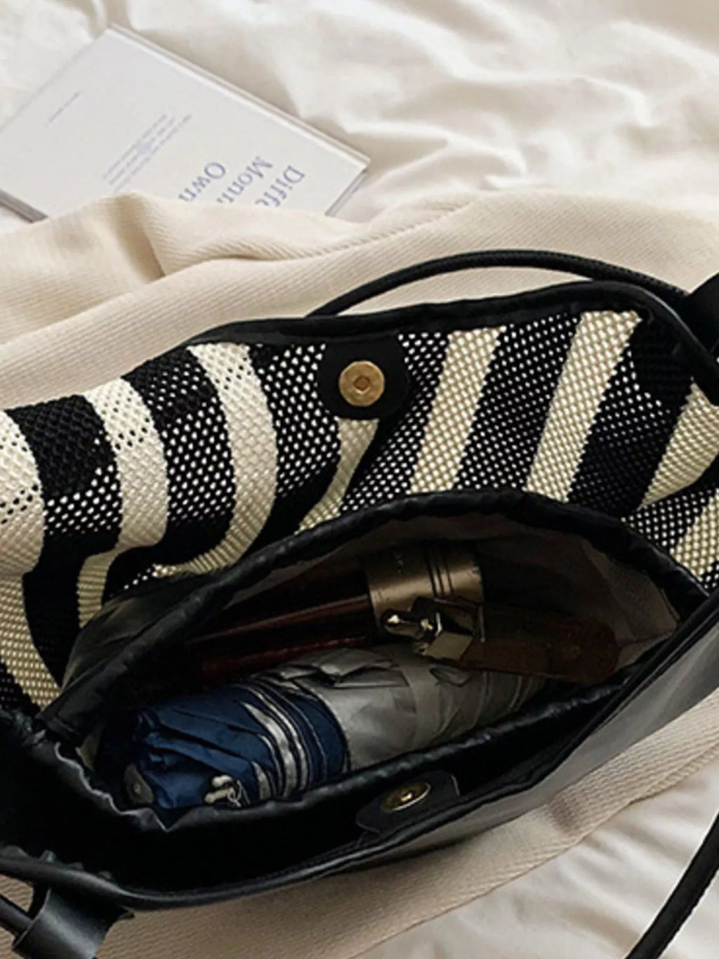 Striped Knit Shoulder Bag