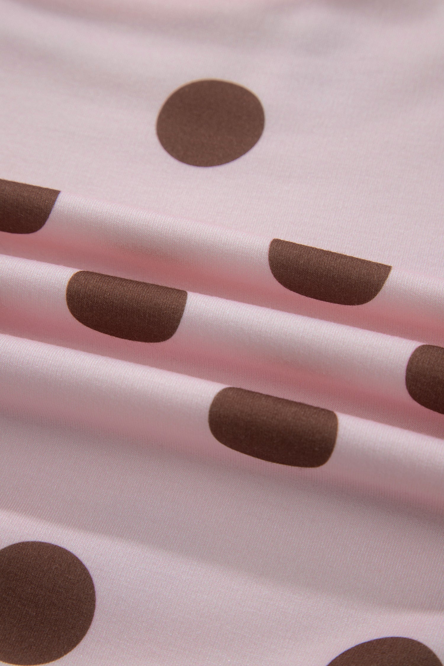 Pink Polka Dot Two Piece Set Long Sleeve Casual Skirt Set