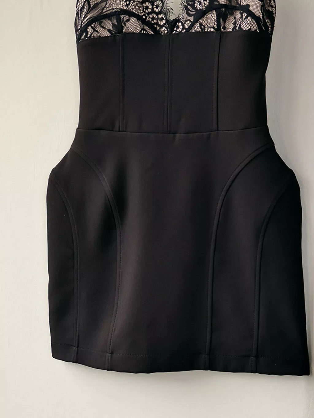 Lace Corset Mini Dress Set with Sheer Overlay