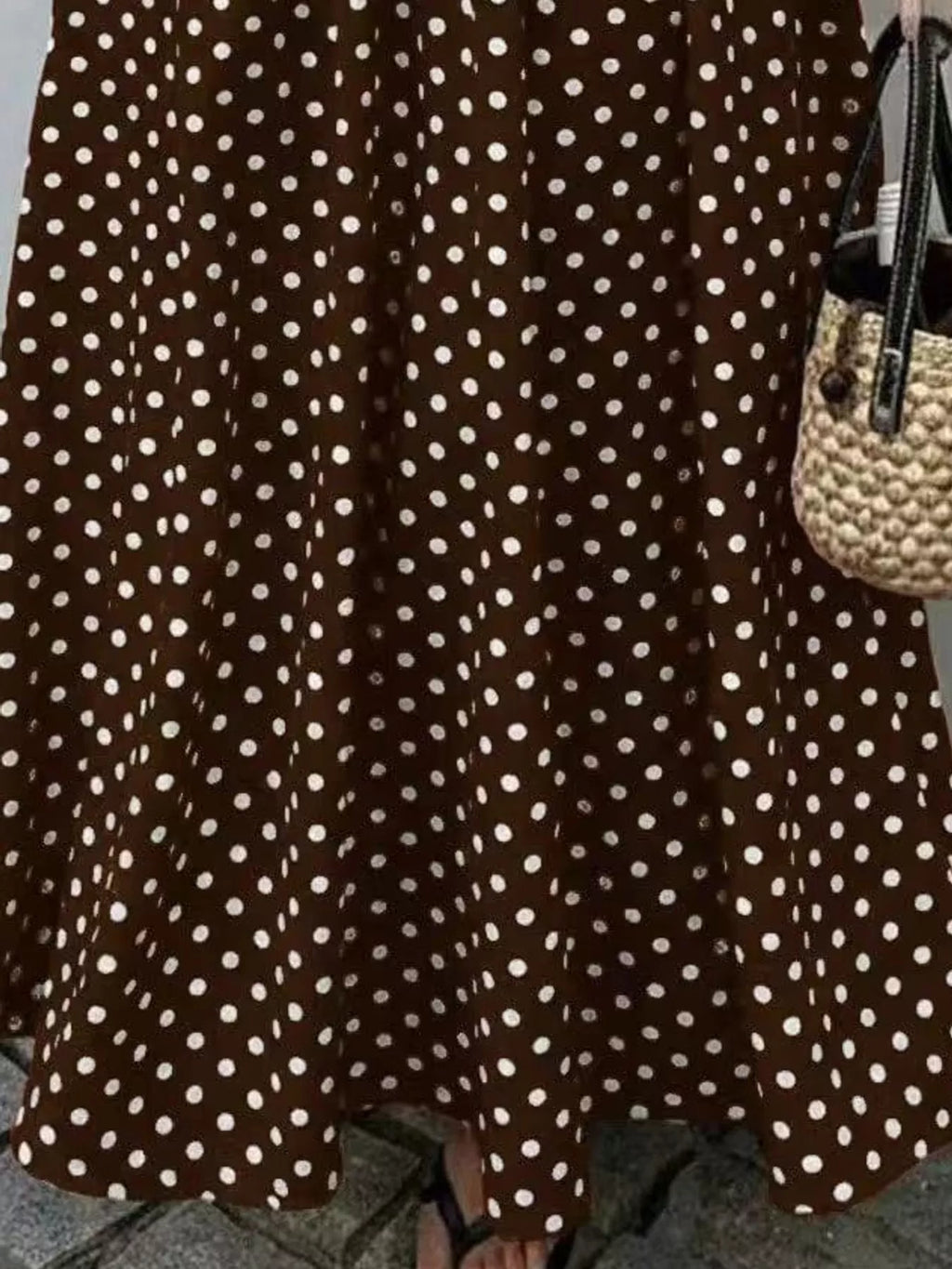 Strapless Polka Dot Ruched Maxi Dress