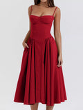 Sweetheart Neck Spaghetti Strap Midi Dress