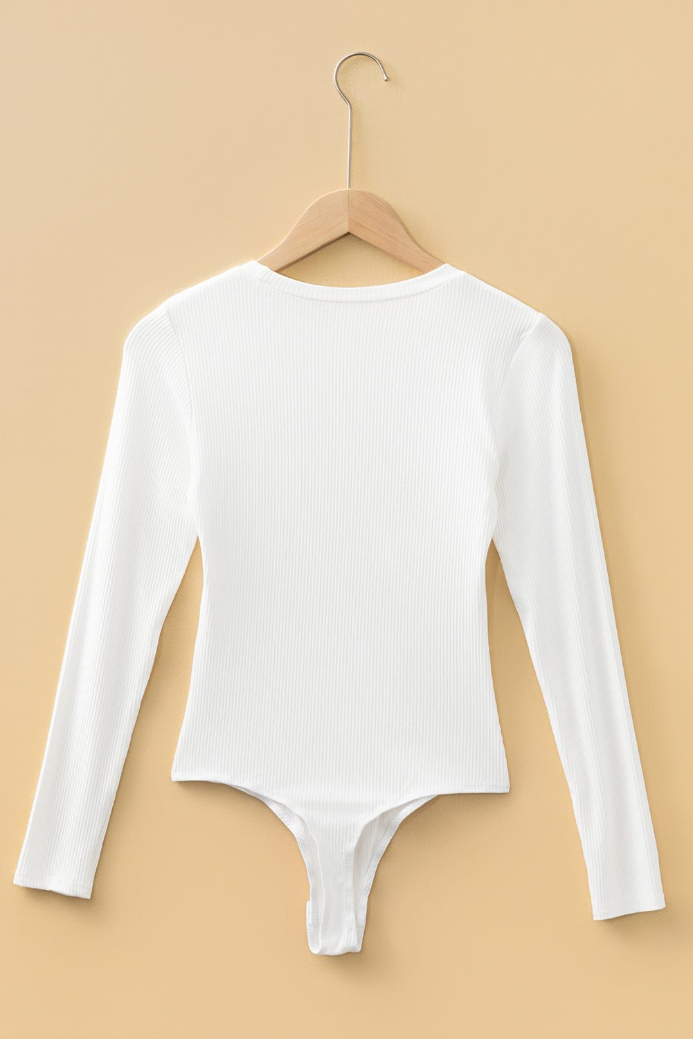 Solid Ribbed Round Neck Long Sleeve Bodysuit