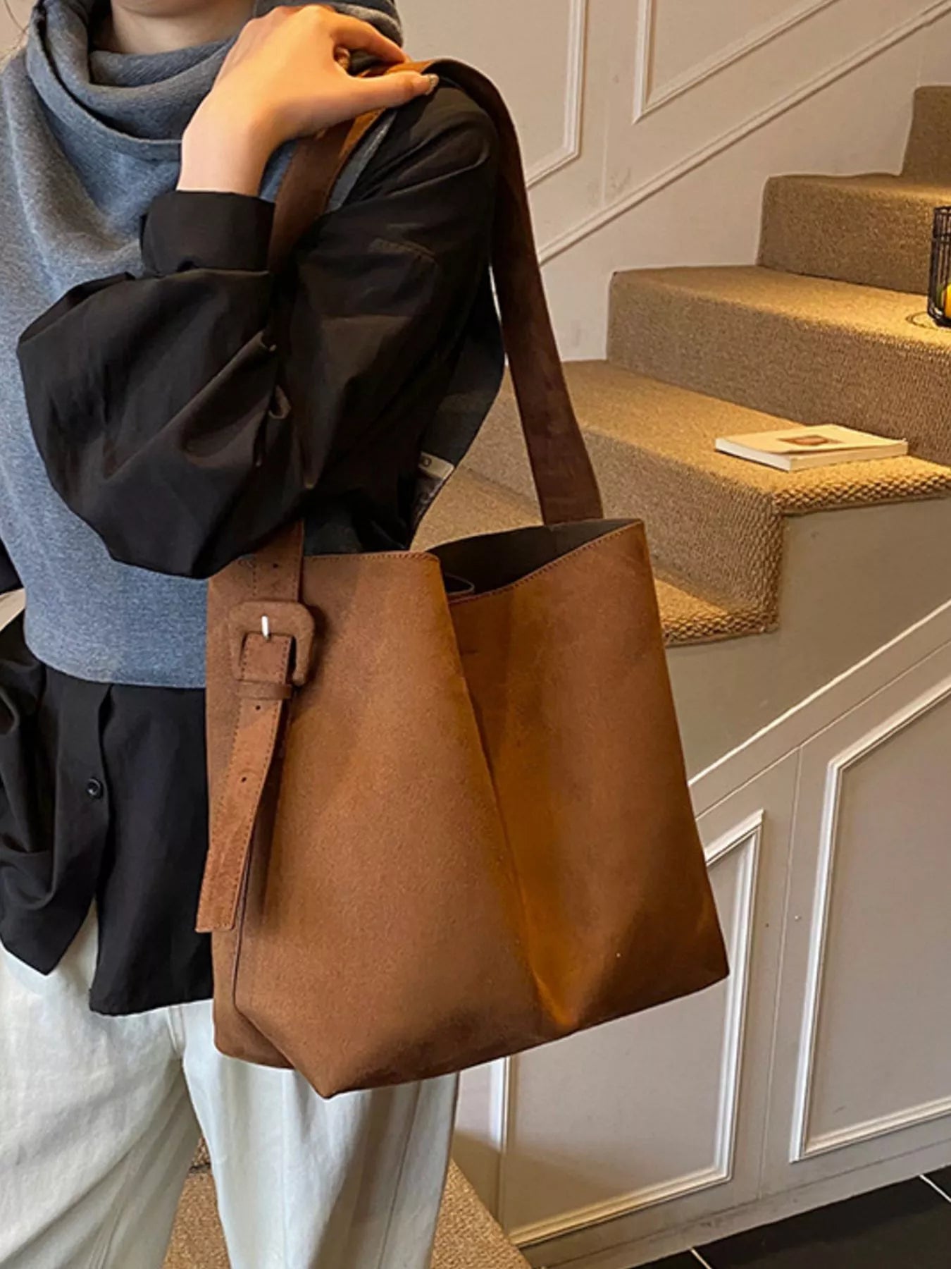 Buckle Adjustable Strap Tote Bag
