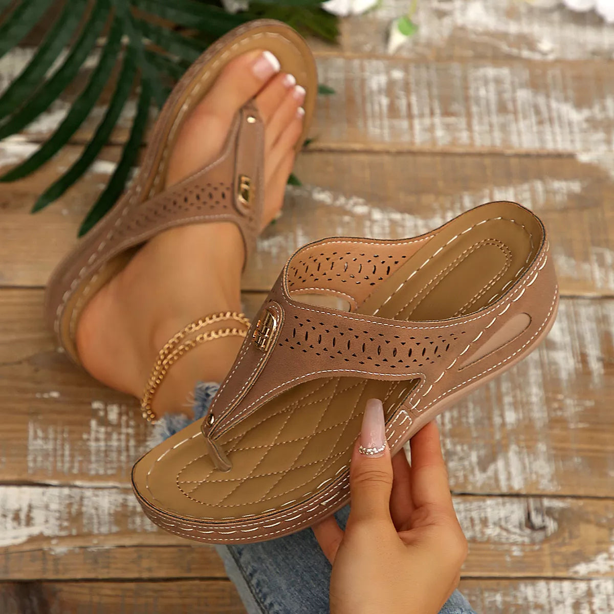 Toe Post Wedge Sandals