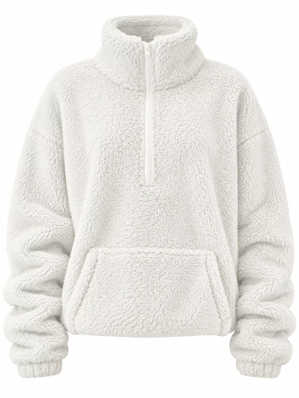 Full Size Sherpa Quarter-Zip Turtleneck Sweatshirt Plus Size