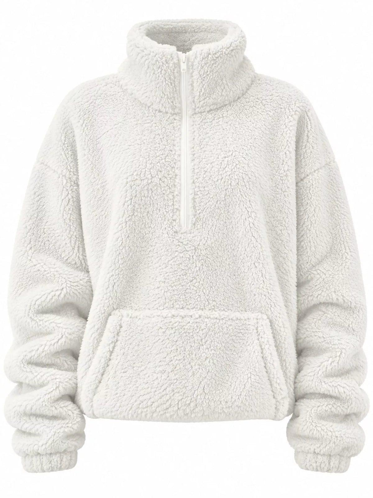 Full Size Sherpa Quarter-Zip Turtleneck Sweatshirt Plus Size