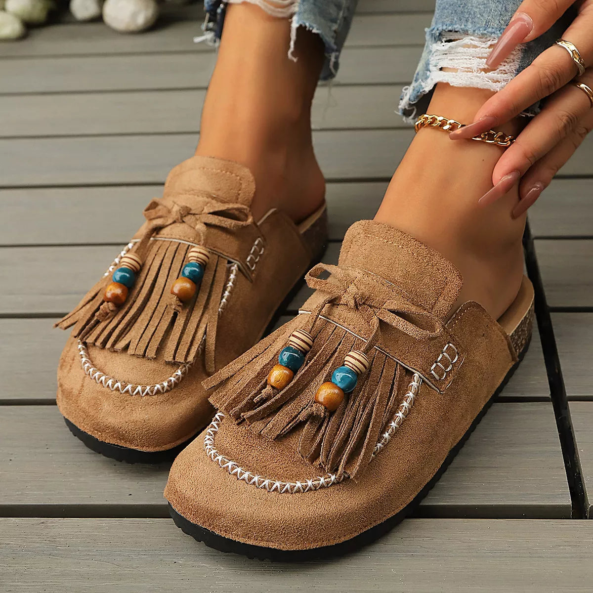 Tassel Round Toe Slip-Ons
