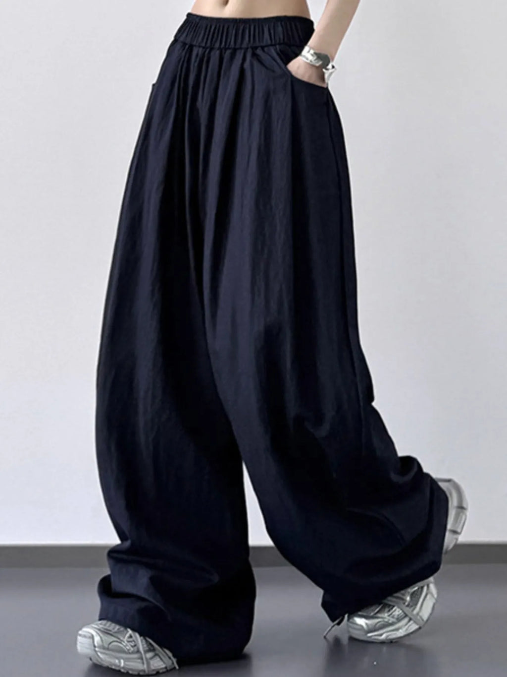 Wide Leg Pants with Elastic Waistband