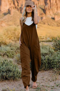 V-Neck Sleeveless Stretch Jumpsuit with Side Pockets