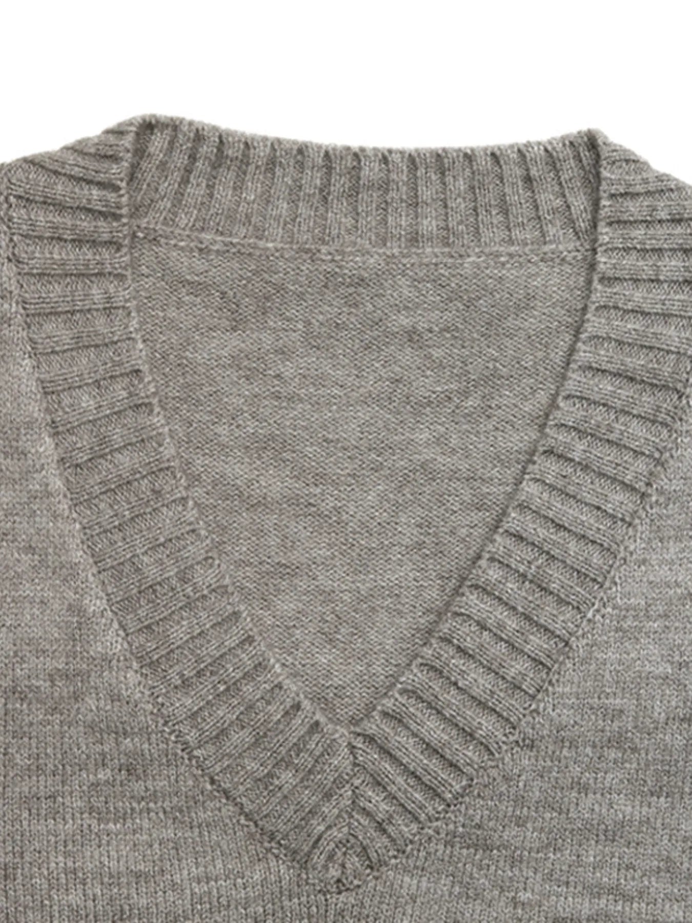 V-Neck Vest and Skirt Knit Set