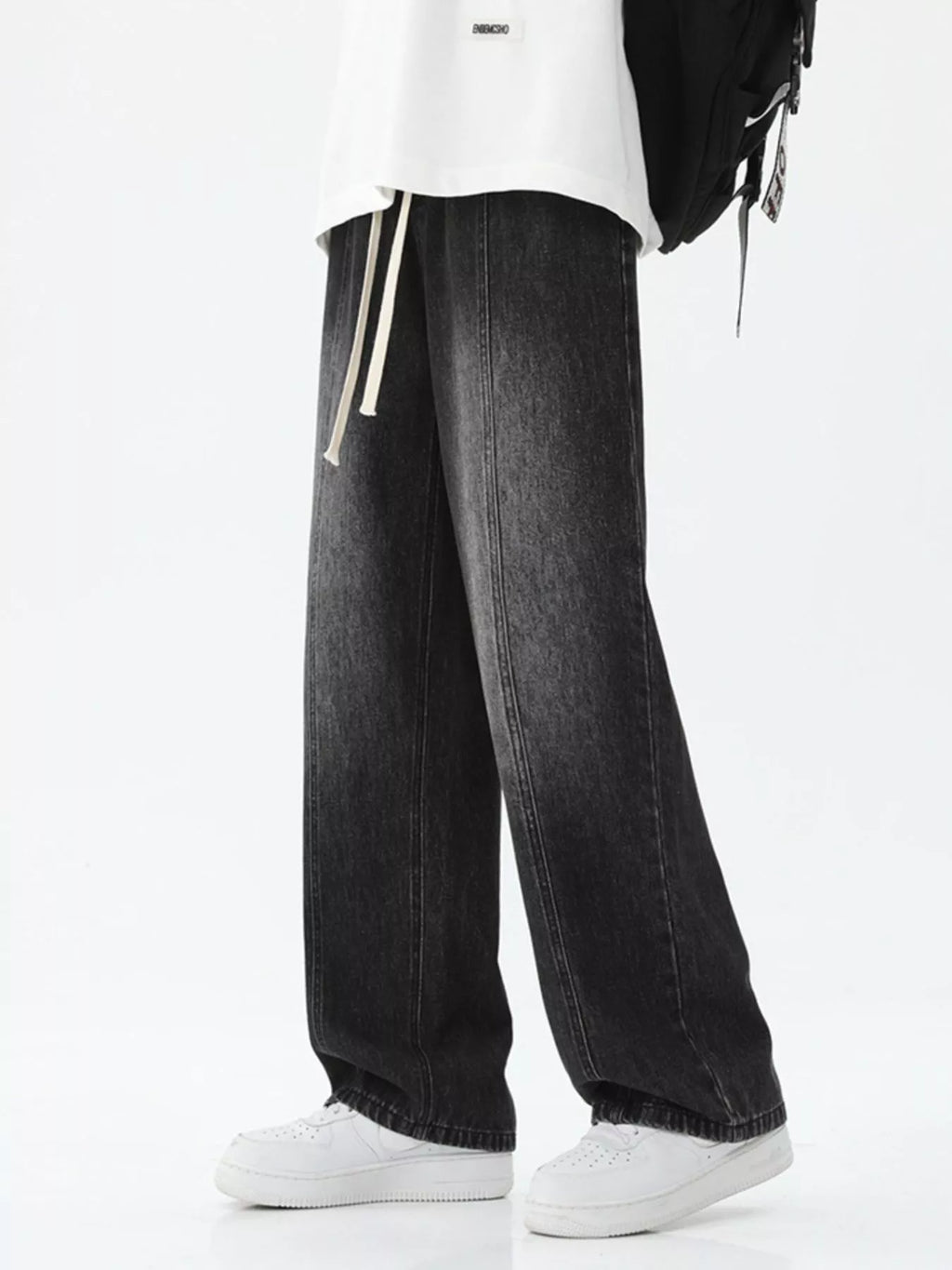 Men's Full Size Wash Wide Leg Jeans Plus Size