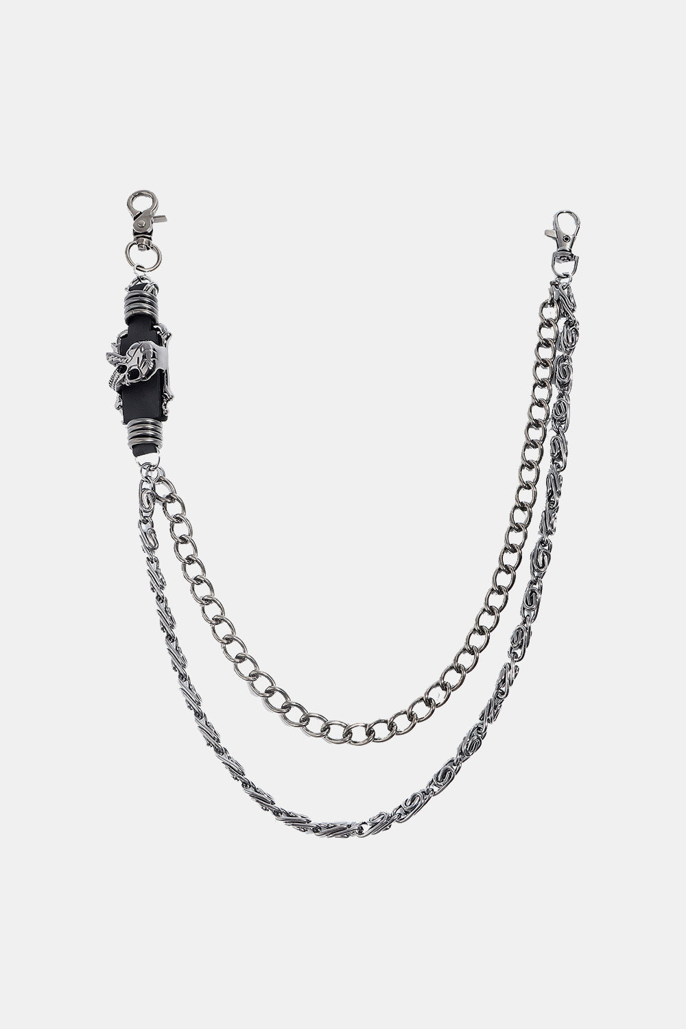 Double Layer Alloy Chain Belt with Skull Detail