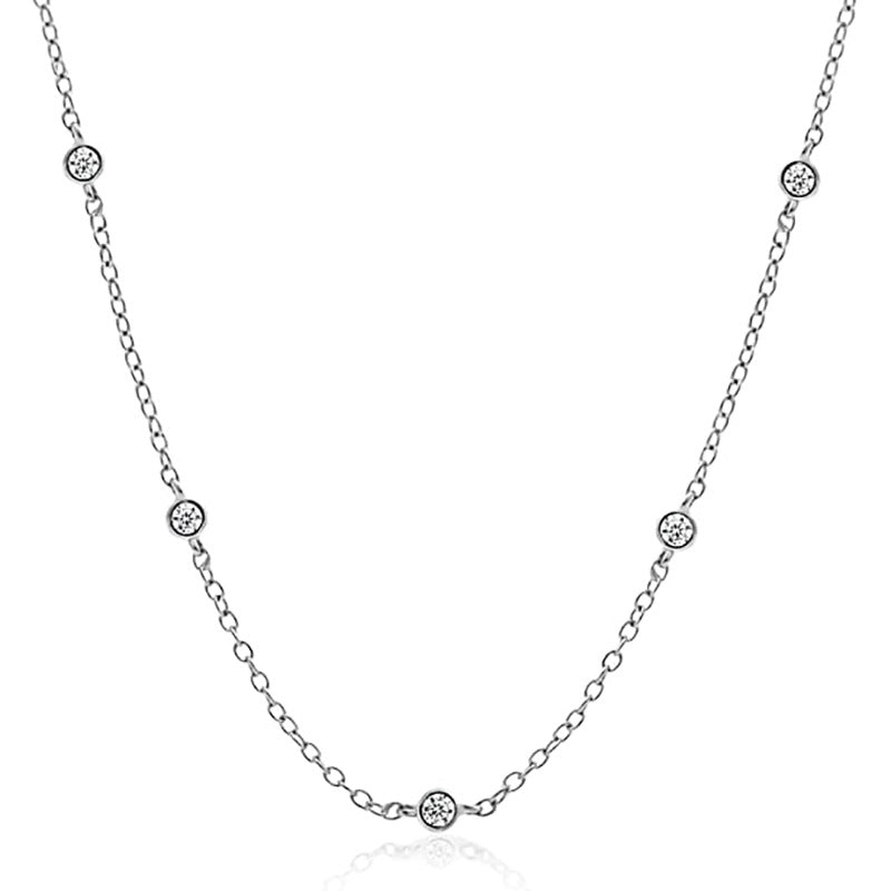 Amazon Cross-border Jewelry Ladies Fashion Simple Rhinestone Necklace Ins Style All-match Zircon Clavicle Chain Spot