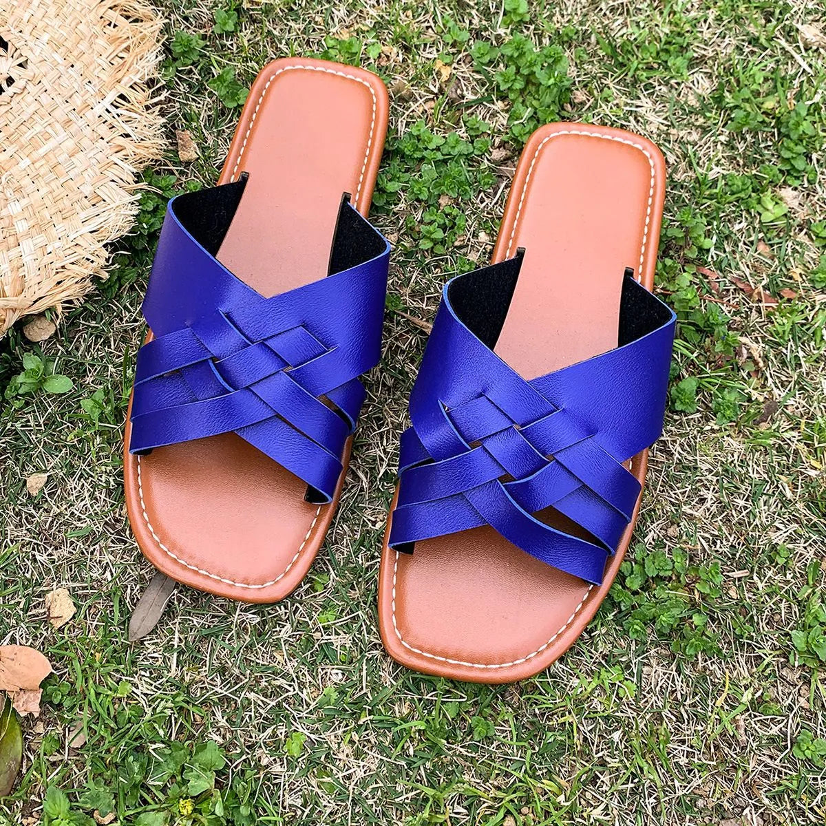 Woven Open Toe Flat Sandals