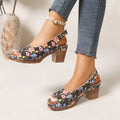 Peep Toe Block Heels Sandals