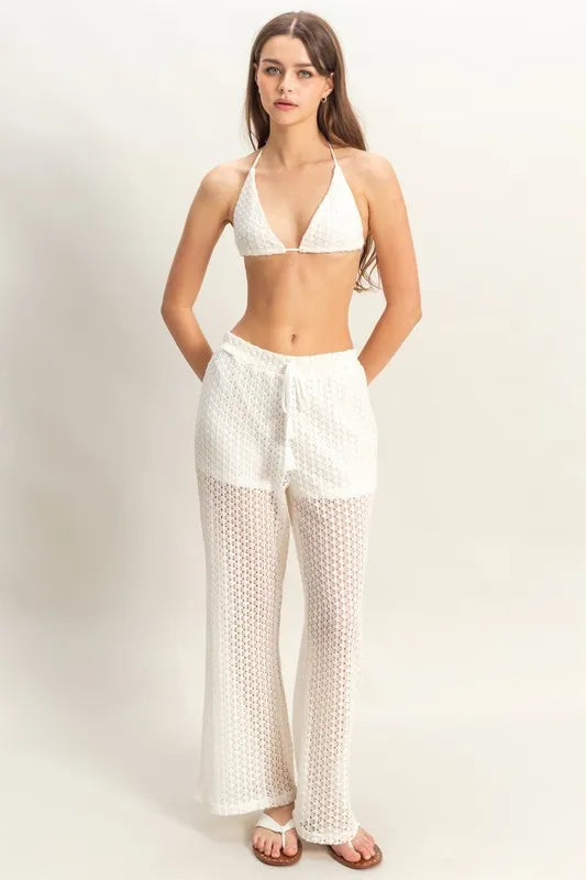 Crochet Bralette and Drawstring Pants Set